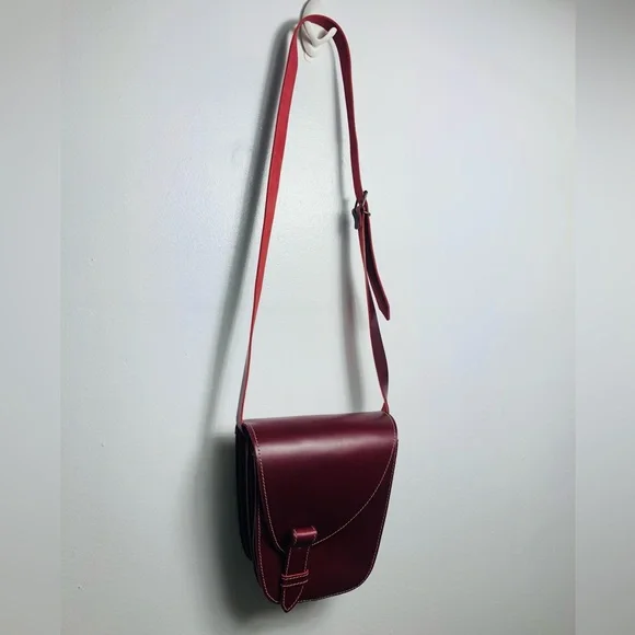 Leather Thielemann NWOT Handmade Red Shoulder Crossbody Purse - Picture 2 of 7